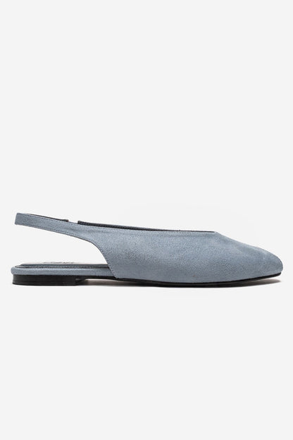 SERINA - Sandalia Slingback Abierta de Cuero Genuino Azul Bebé (Mujer)