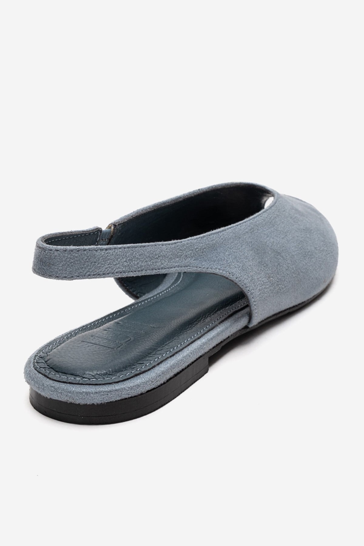 SERINA - Sandalia Slingback Abierta de Cuero Genuino Azul Bebé (Mujer)
