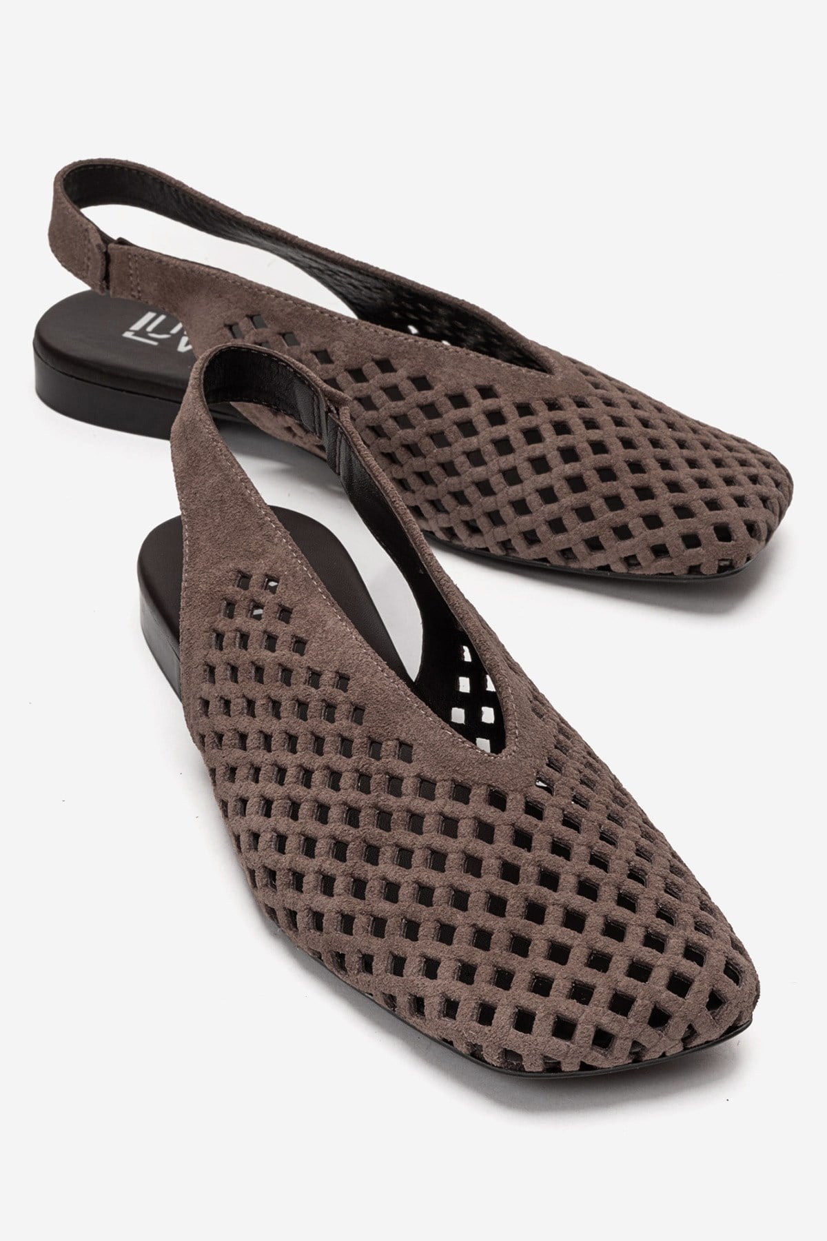 DELIZIA - Taupe Genuine Leather Closed Front Laser-Cut Sandal (Women)
