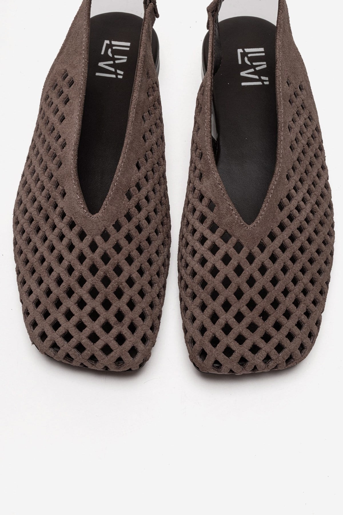 DELIZIA - Taupe Genuine Leather Closed Front Laser-Cut Sandal (Women)