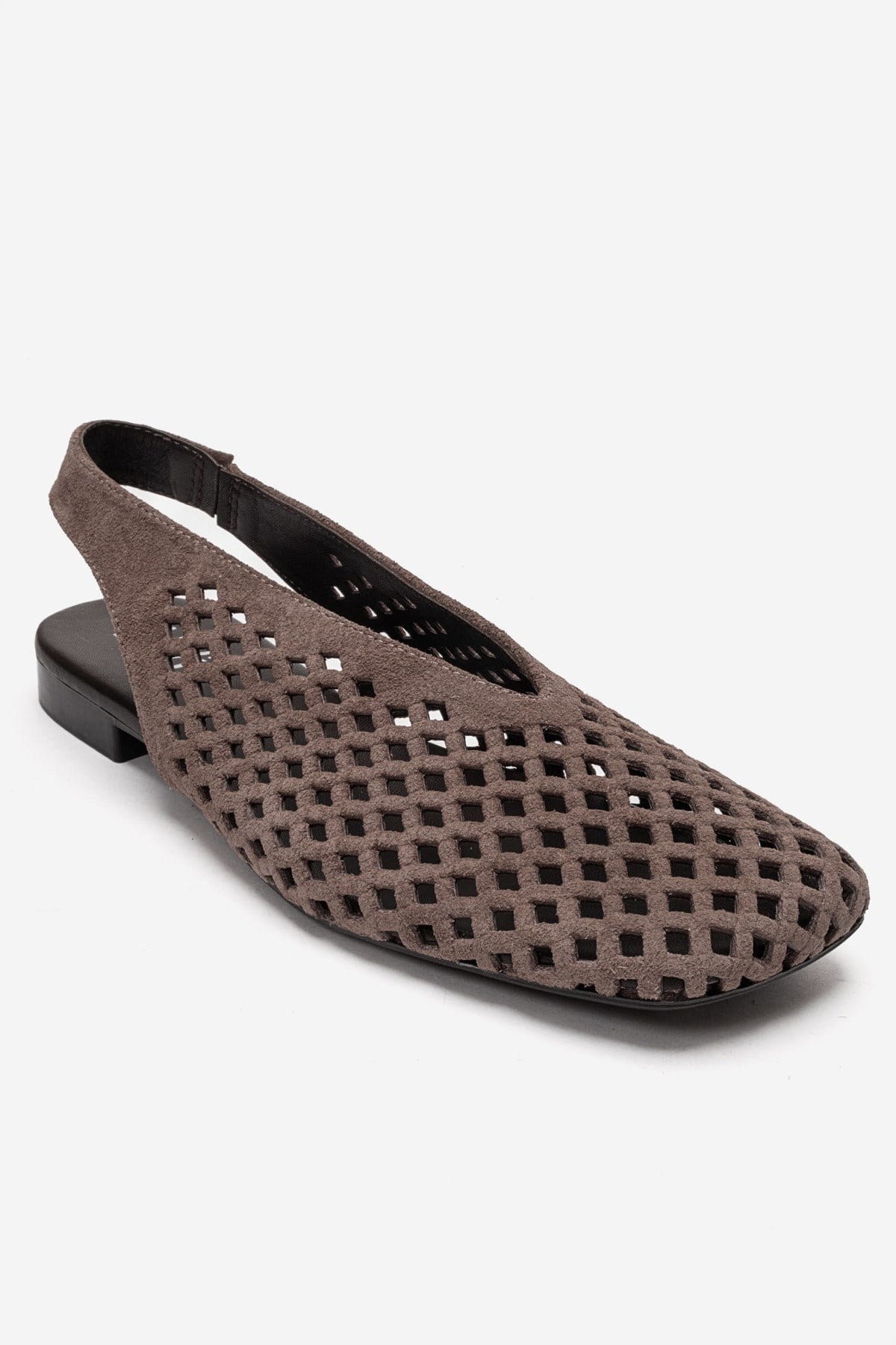 DELIZIA - Taupe Genuine Leather Closed Front Laser-Cut Sandal (Women)