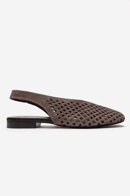 DELIZIA - Taupe Genuine Leather Closed Front Laser-Cut Sandal (Women)