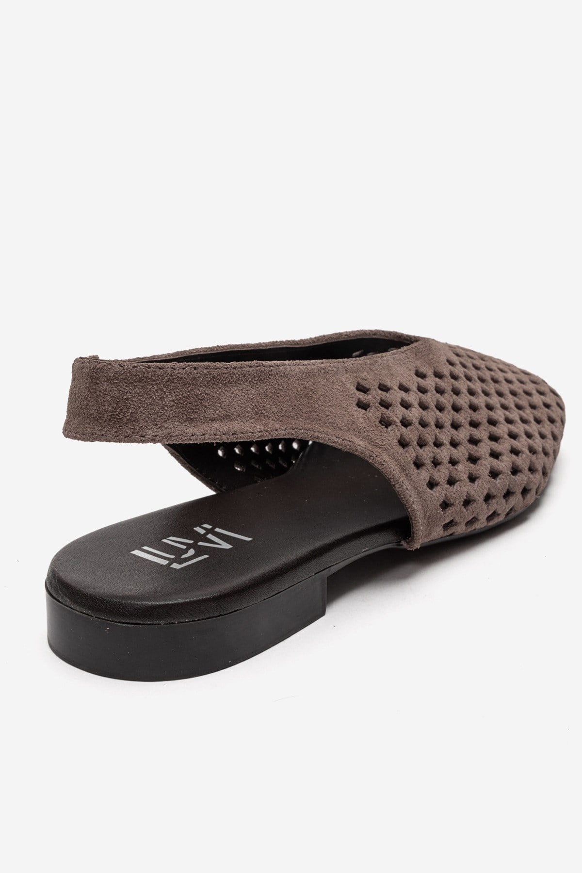 DELIZIA - Taupe Genuine Leather Closed Front Laser-Cut Sandal (Women)