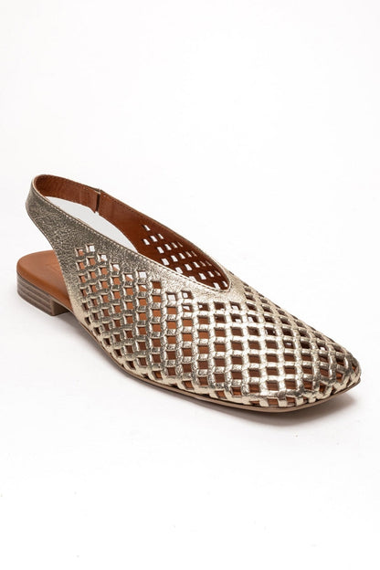 DELIZIA - Gold Genuine Leather Closed Front Laser-Cut Sandal (Women)