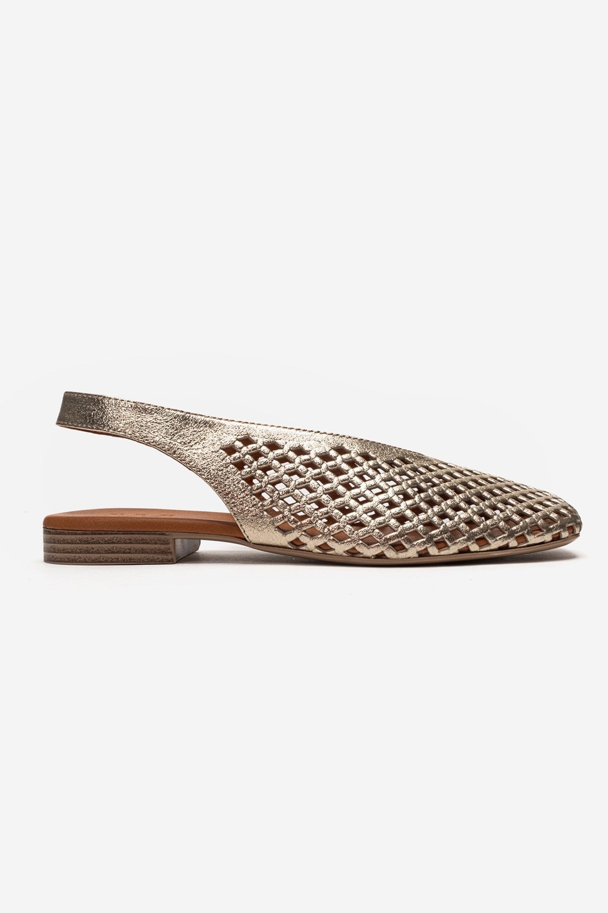 DELIZIA - Gold Genuine Leather Closed Front Laser-Cut Sandal (Women)