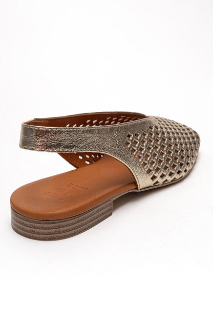 DELIZIA - Gold Genuine Leather Closed Front Laser-Cut Sandal (Women)