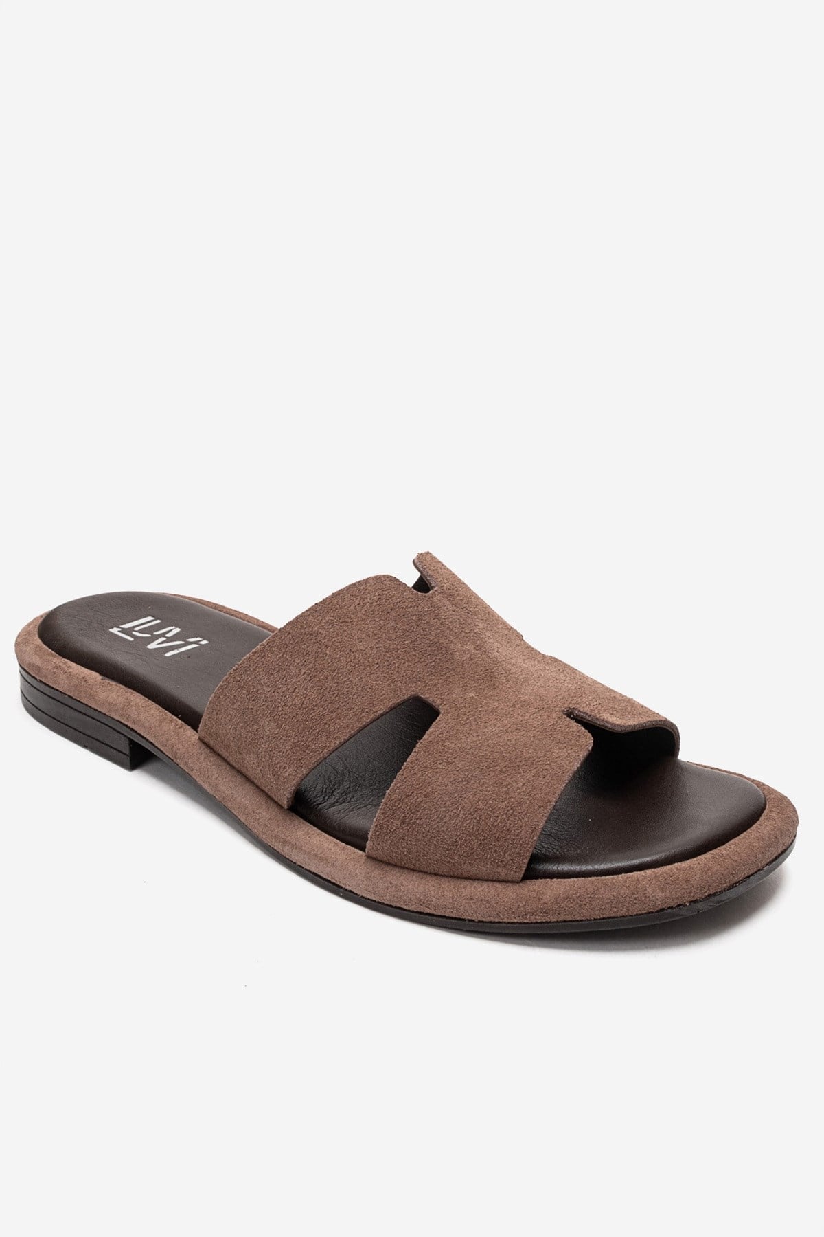BRIO - Taupe Genuine Leather Slide (Women)