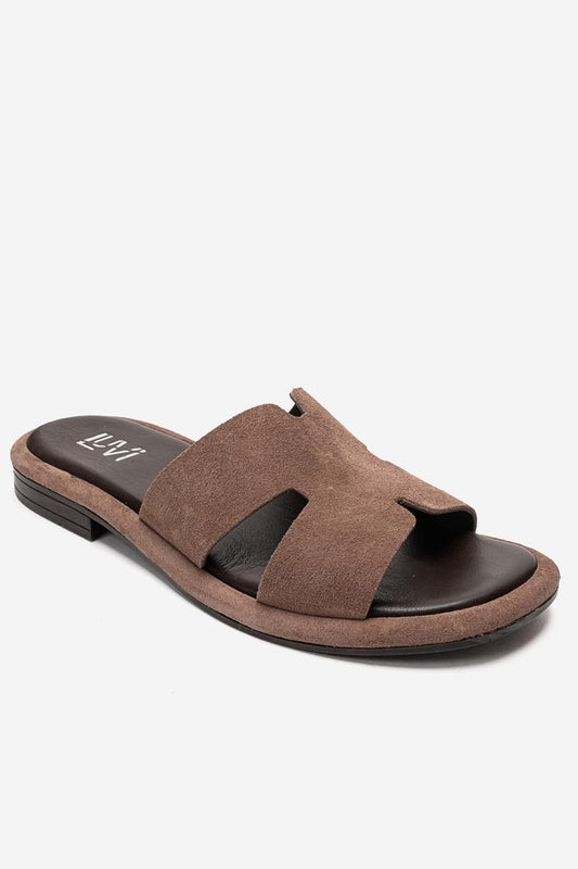 BRIO - Taupe Genuine Leather Slide (Women)