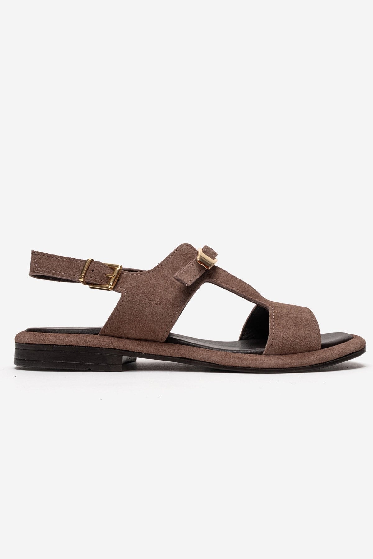 AUREN - Sandalia de Piel Genuina de Gamuza en Color Taupé (Mujer)