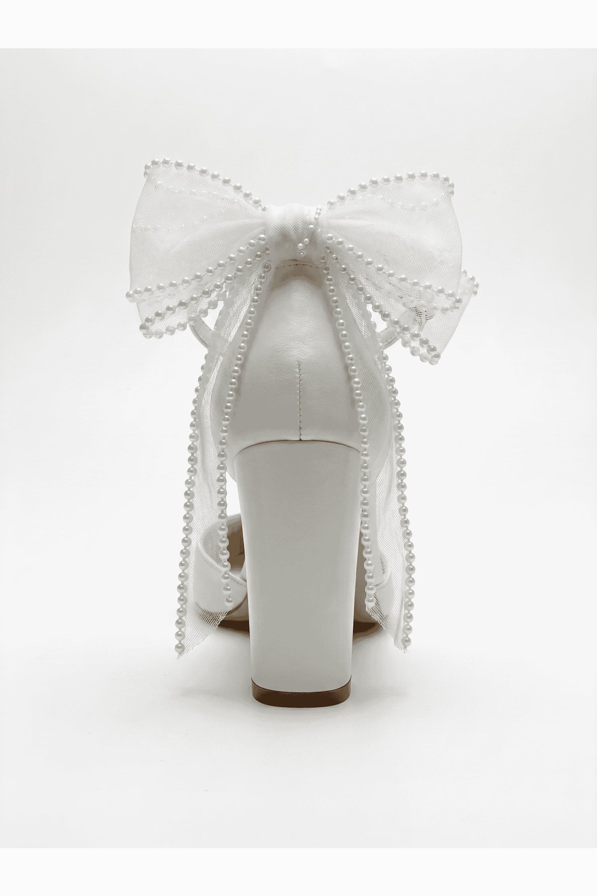 Elvienne Pointed Toe Bow Detail Block Heel Bridal Sandals