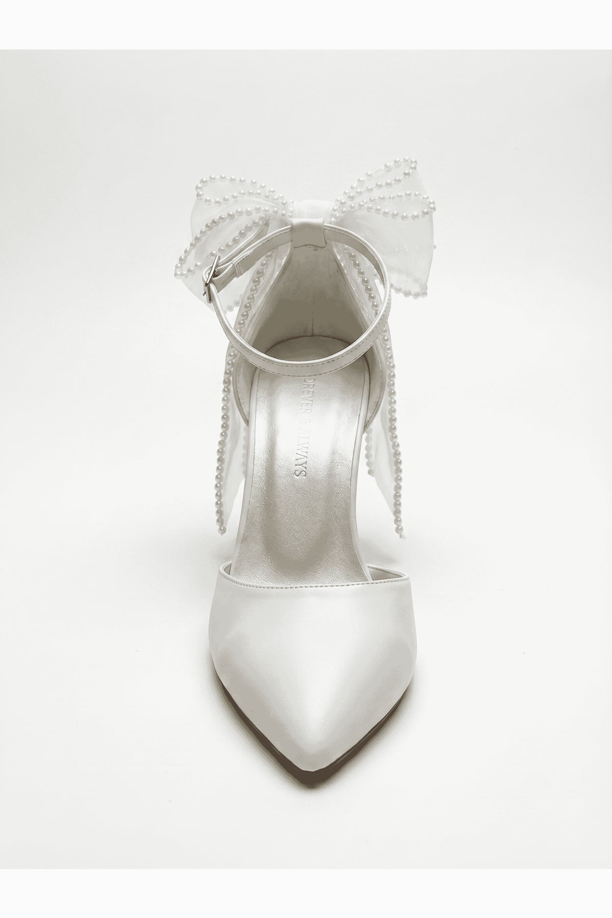 Elvienne Pointed Toe Bow Detail Block Heel Bridal Sandals