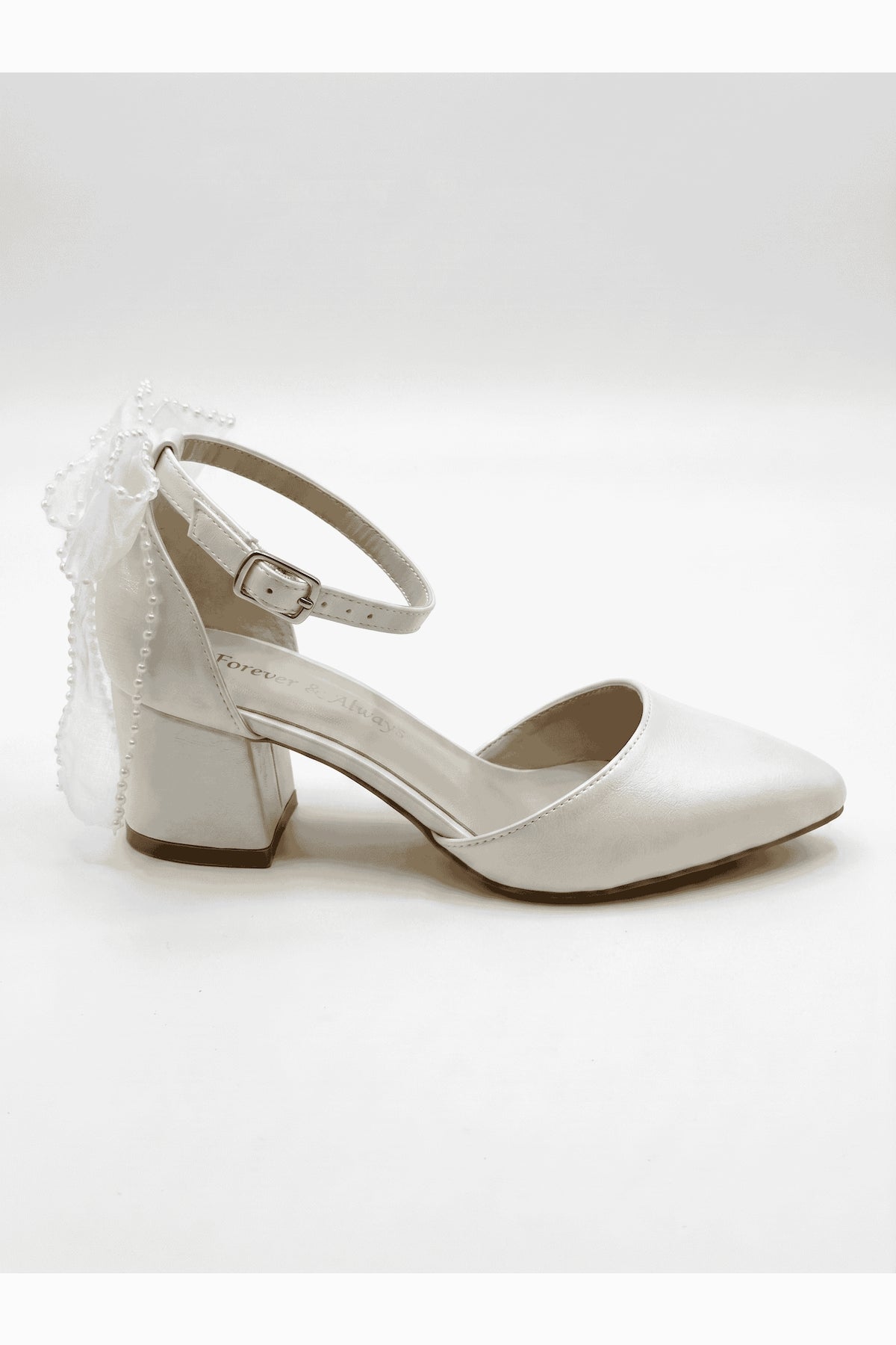 Rosavelle Pointed Toe Bow Detail Block Heel Bridal Sandals