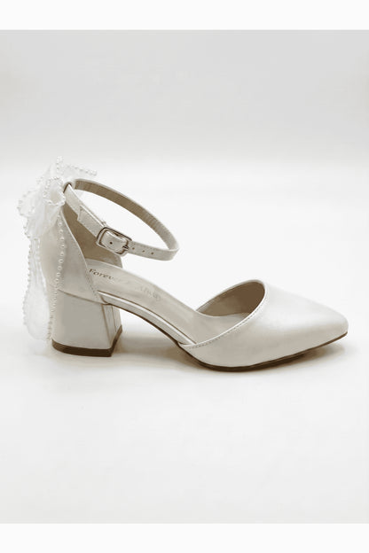 Rosavelle Pointed Toe Bow Detail Block Heel Bridal Sandals