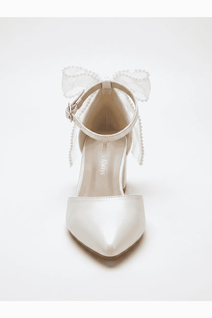 Rosavelle Pointed Toe Bow Detail Block Heel Bridal Sandals
