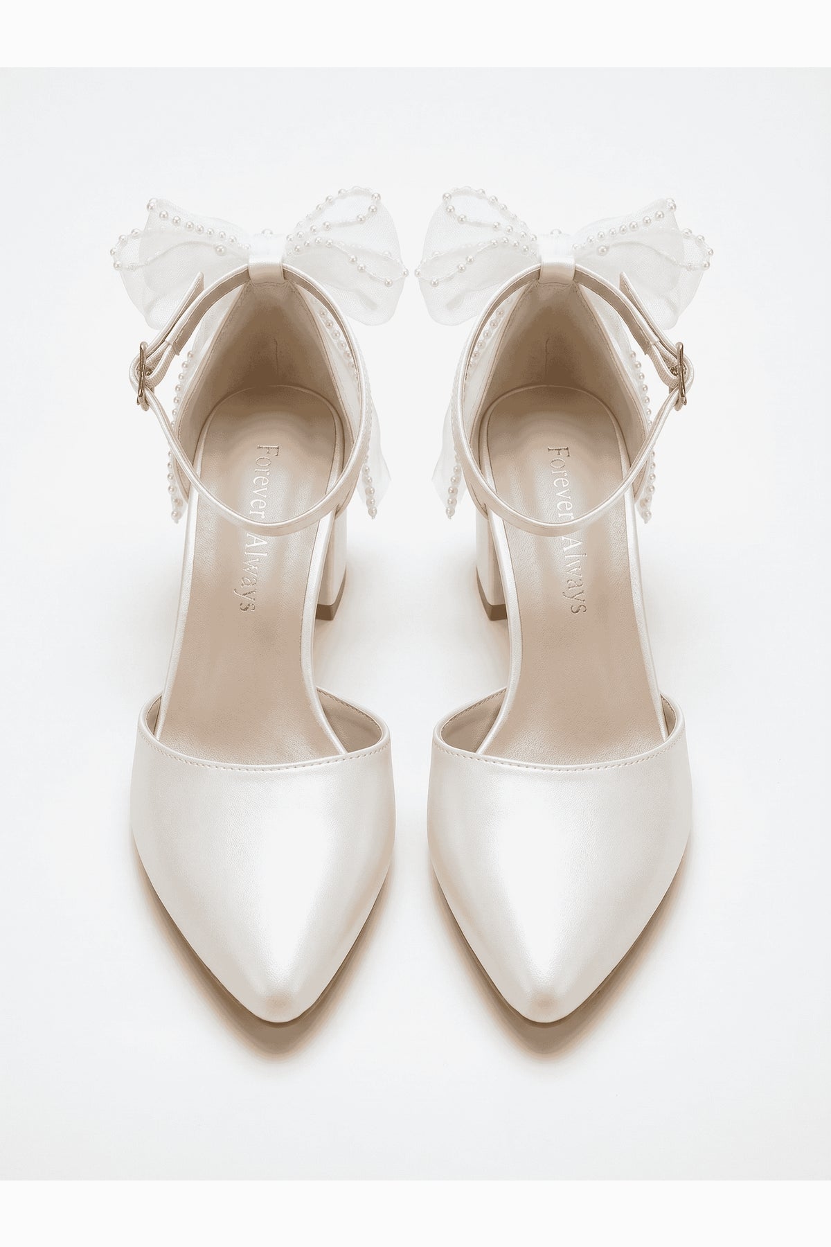 Rosavelle Pointed Toe Bow Detail Block Heel Bridal Sandals