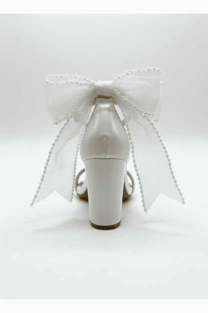 Evarose Bow Detail Block Heel Bridal Sandal