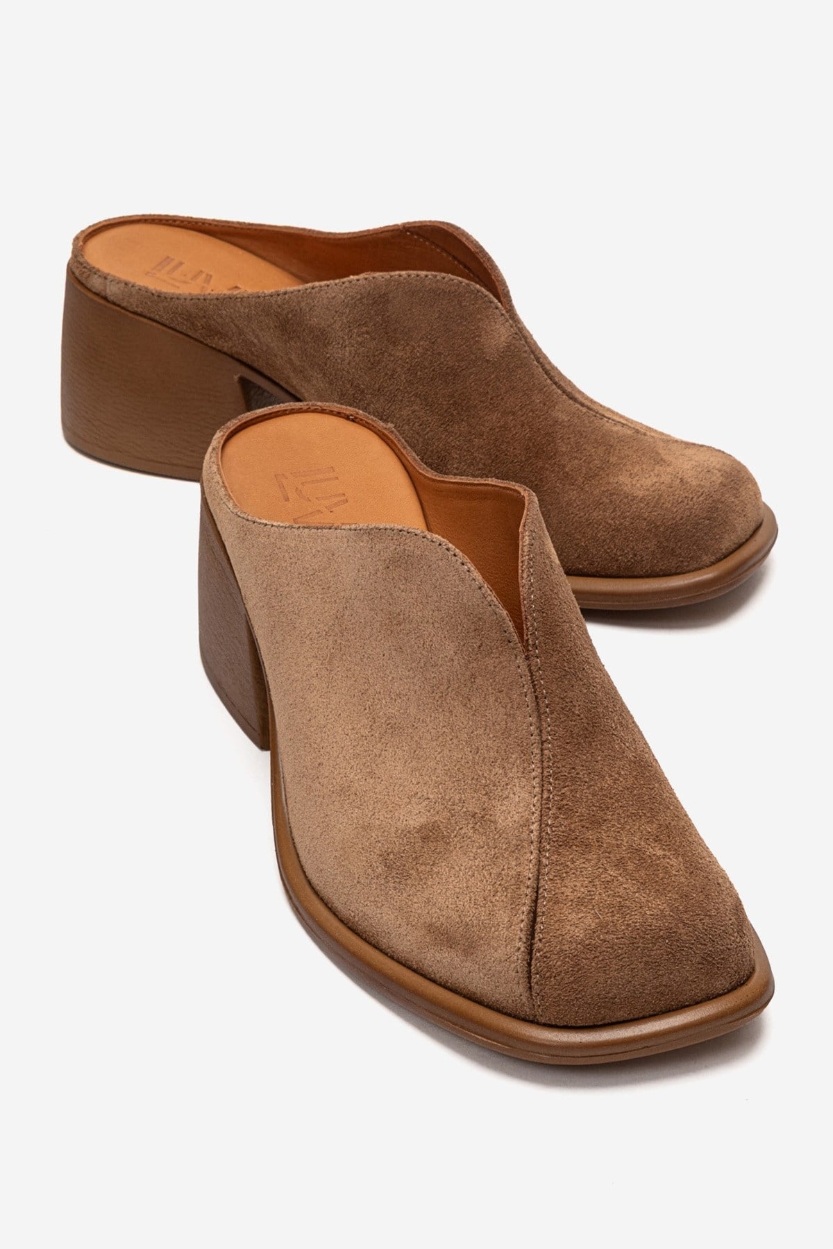 Ardent - Camel Genuine Leather Block Heel Mule (Women)