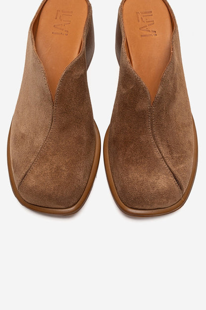 Ardent - Camel Genuine Leather Block Heel Mule (Women)