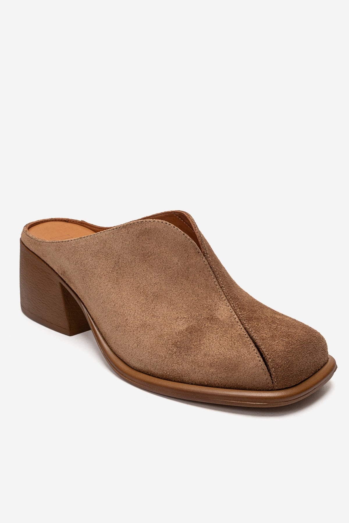 Ardent - Camel Genuine Leather Block Heel Mule (Women)