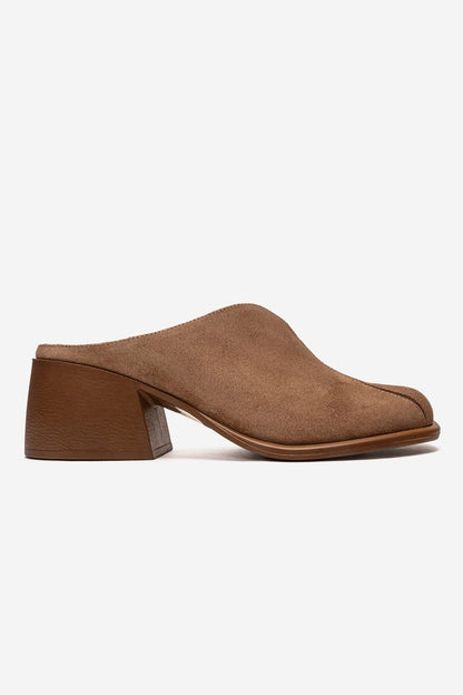 Ardent - Camel Genuine Leather Block Heel Mule (Women)