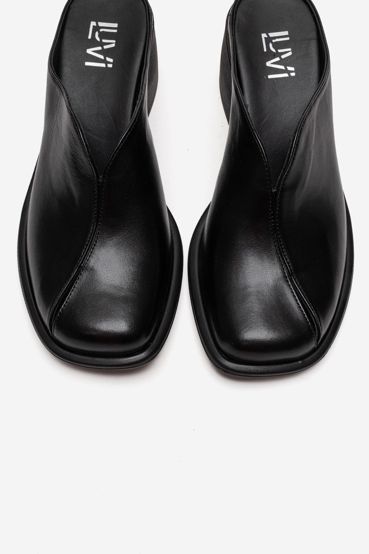Ardent - Black Genuine Leather Block Heel Mule (Women)