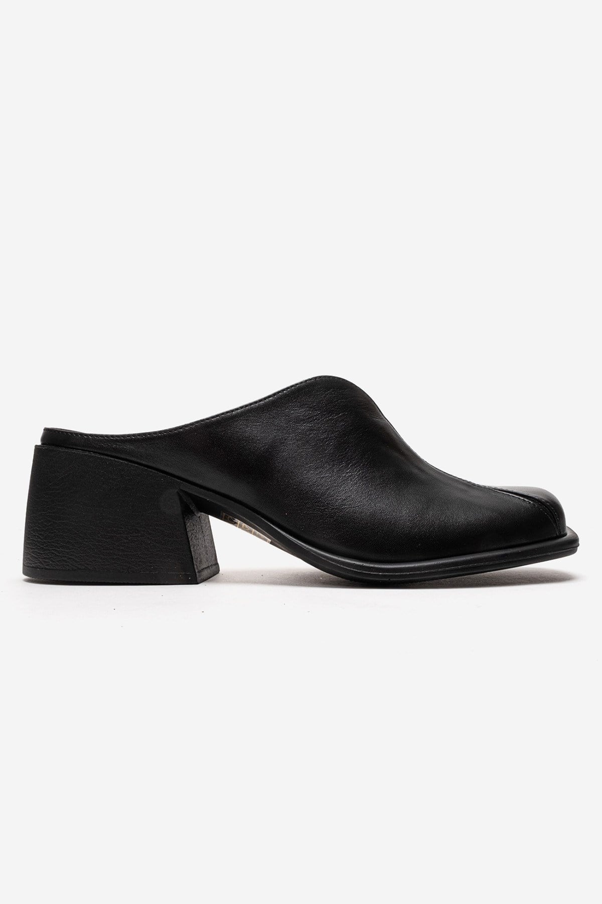 Ardent - Black Genuine Leather Block Heel Mule (Women)