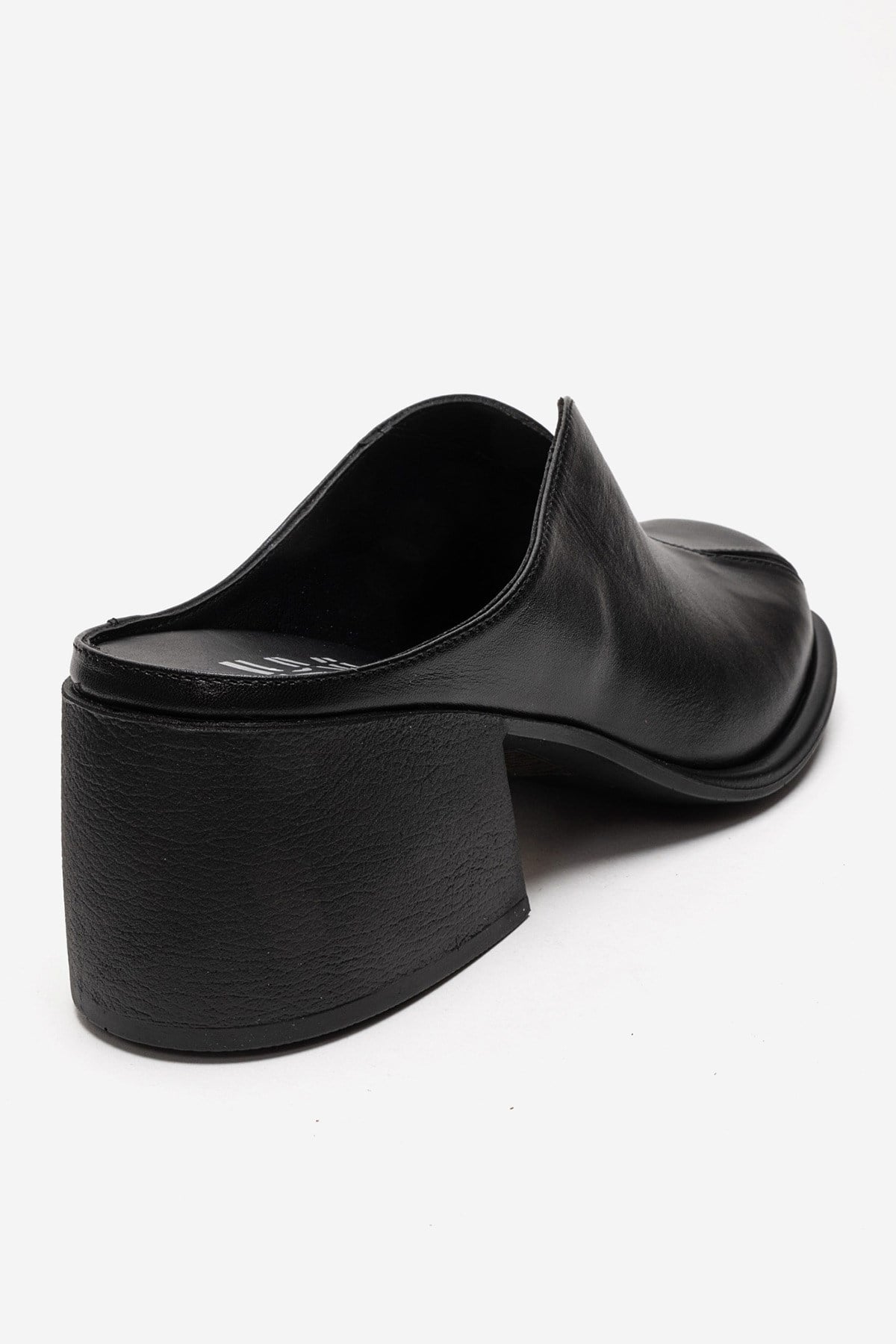 Ardent - Black Genuine Leather Block Heel Mule (Women)
