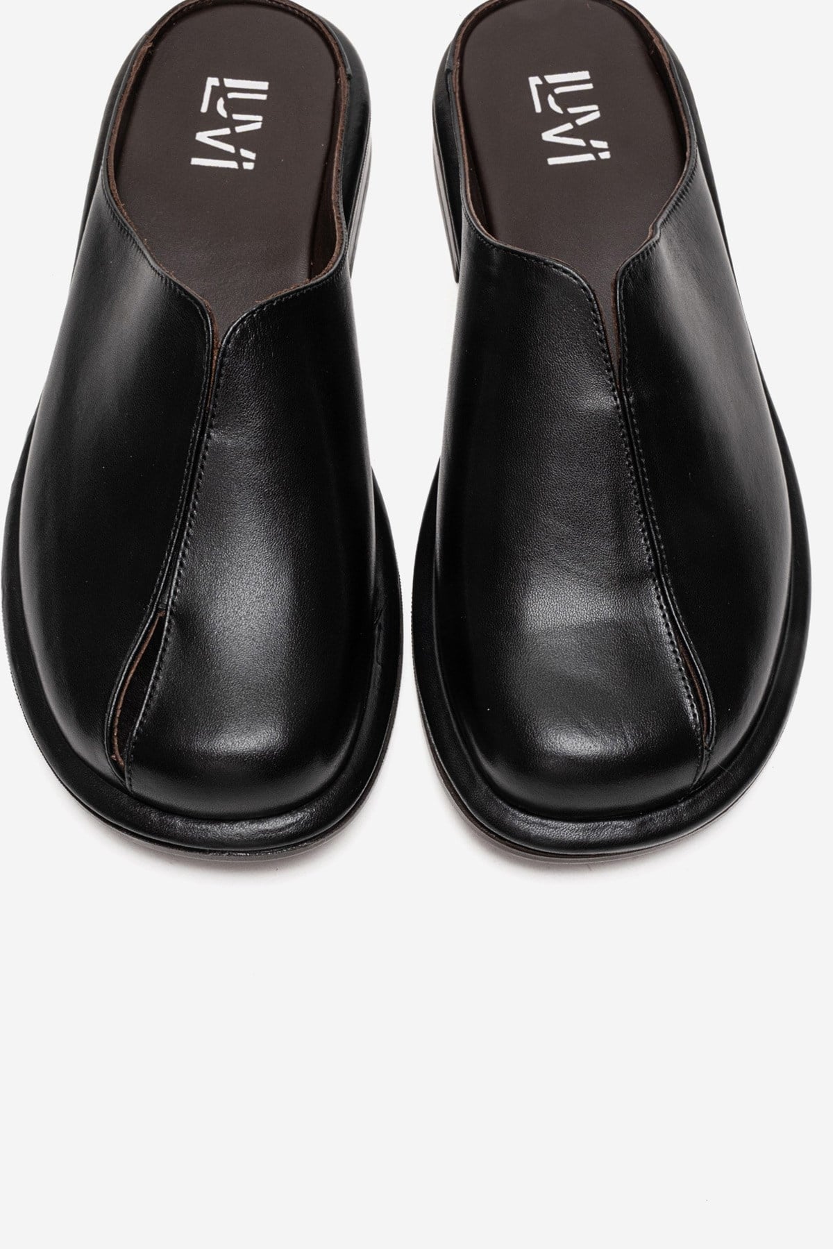 Tansy - Black Genuine Leather Closed-Toe Low Heel Mule (Women)