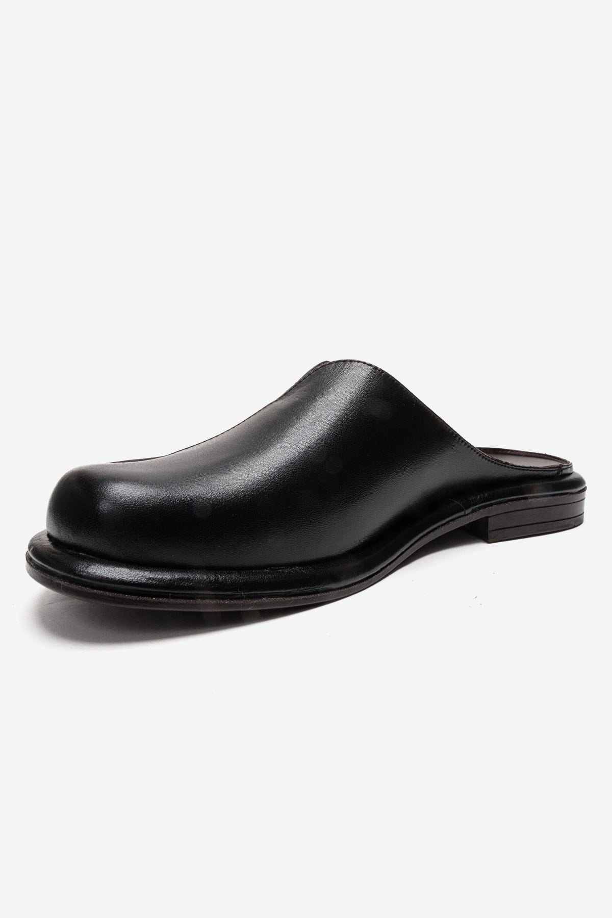 Tansy - Black Genuine Leather Closed-Toe Low Heel Mule (Women)