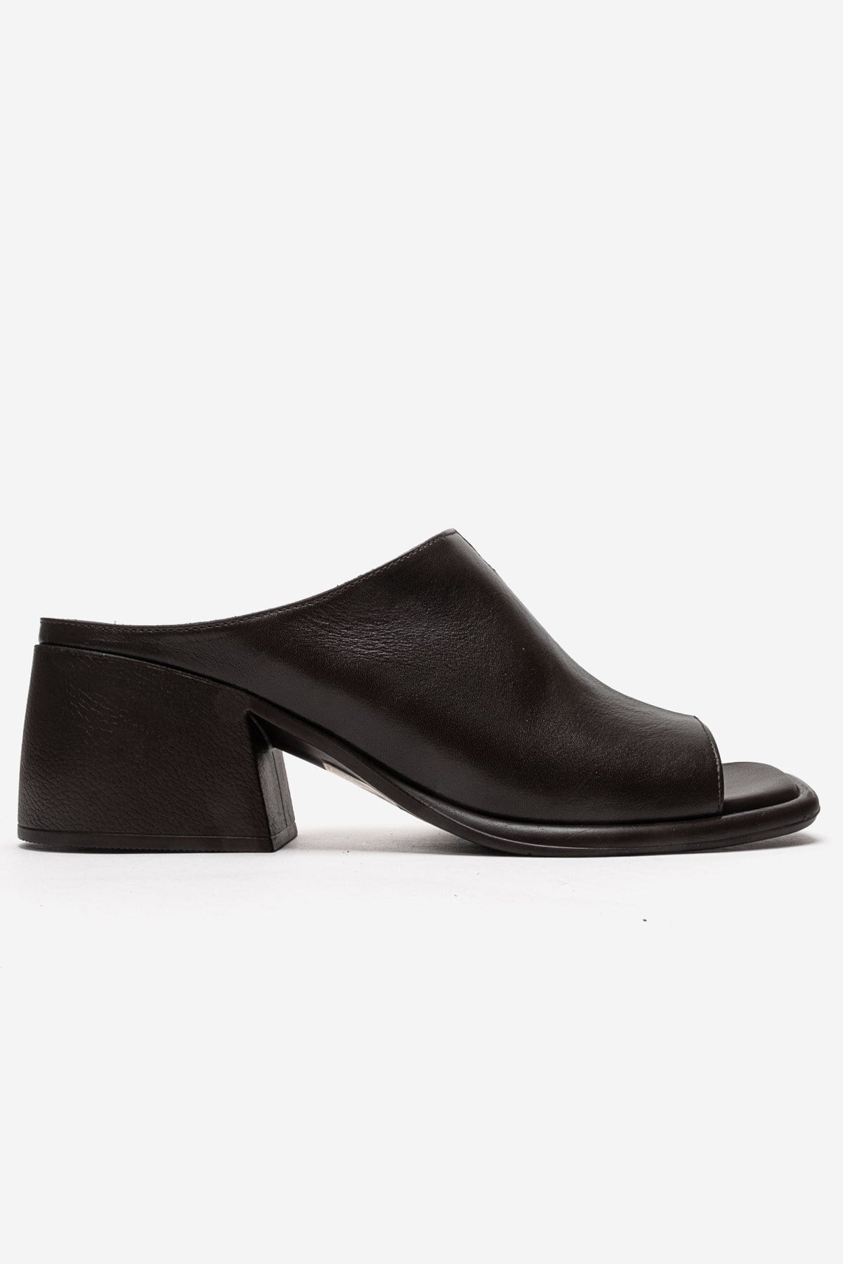 SOREX - Brown Genuine Leather Block Heel Slide (Women)