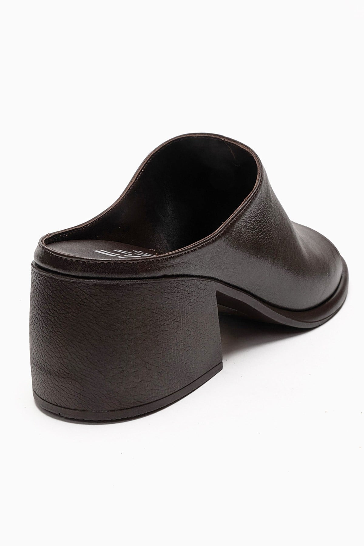 SOREX - Brown Genuine Leather Block Heel Slide (Women)