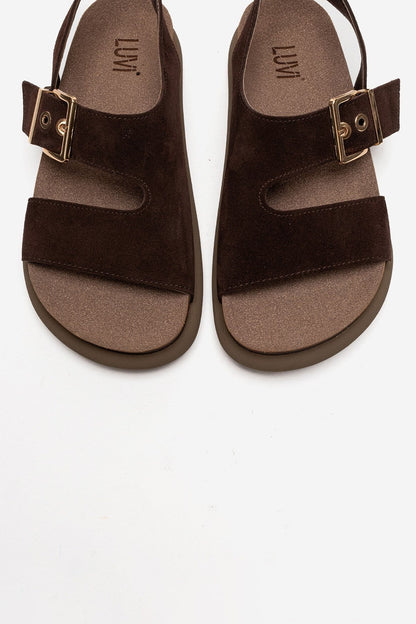 Jalven - Brown Genuine Suede Leather Sandal (Women)