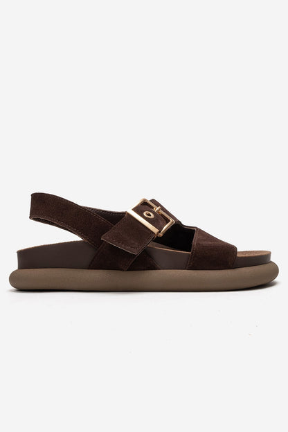 Jalven - Brown Genuine Suede Leather Sandal (Women)