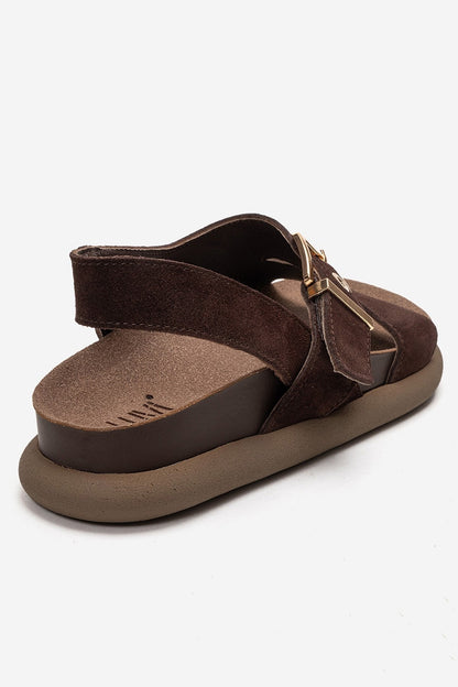 Jalven - Brown Genuine Suede Leather Sandal (Women)