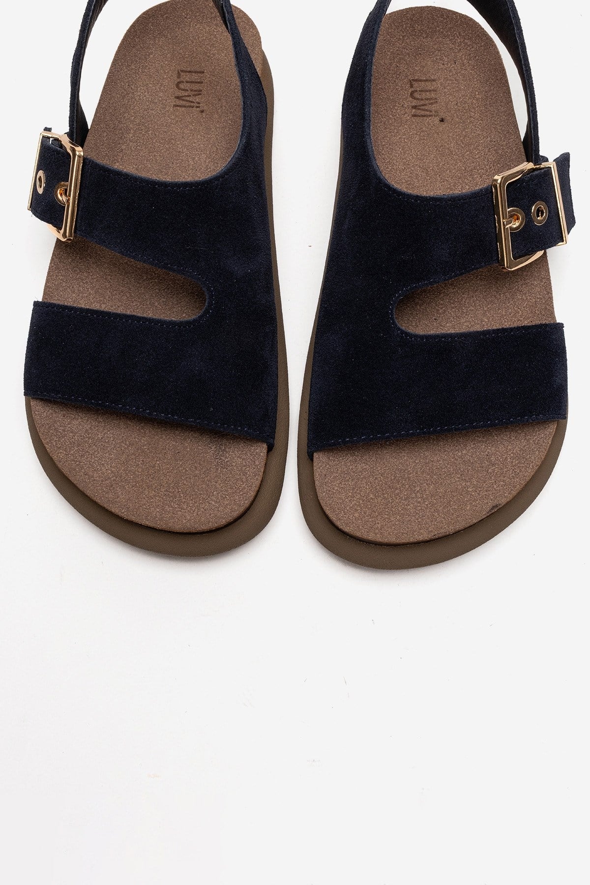 Jalven - Navy Genuine Suede Leather Sandal (Women)
