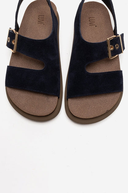 Jalven - Navy Genuine Suede Leather Sandal (Women)