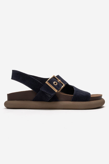 Jalven - Navy Genuine Suede Leather Sandal (Women)
