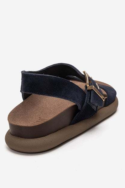 Jalven - Navy Genuine Suede Leather Sandal (Women)