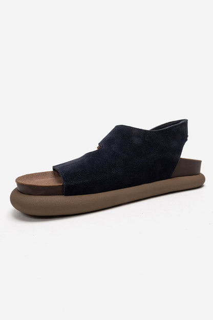 Jalven - Navy Genuine Suede Leather Sandal (Women)