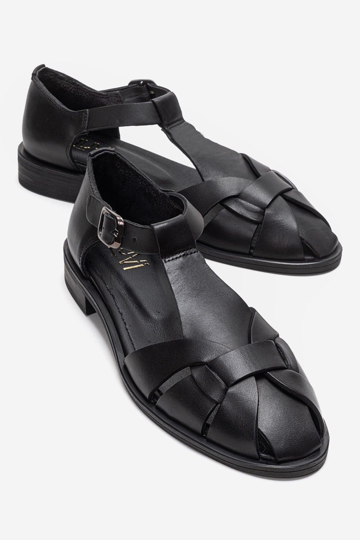 Dexara - Black Genuine Leather Sandal (Women)