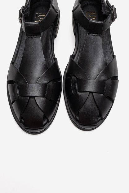 Dexara - Black Genuine Leather Sandal (Women)