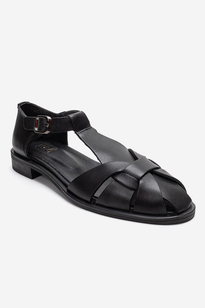 Dexara - Black Genuine Leather Sandal (Women)