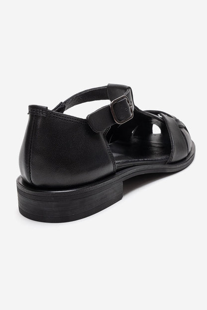 Dexara - Black Genuine Leather Sandal (Women)