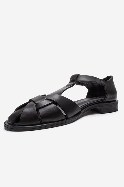 Dexara - Black Genuine Leather Sandal (Women)