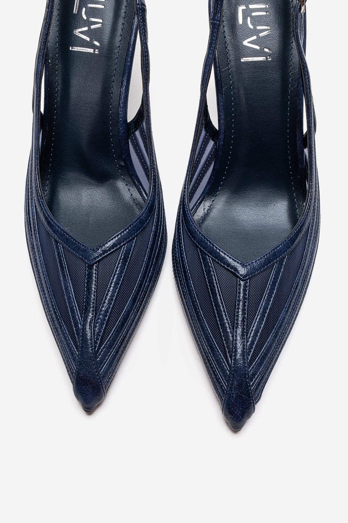 YLENA - Navy Genuine Leather Stiletto Pump (Women)