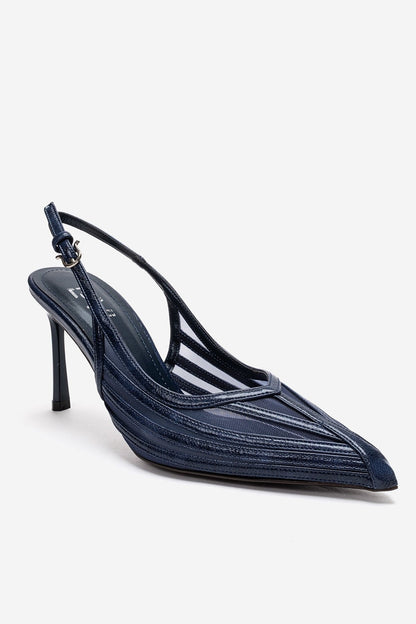 YLENA - Navy Genuine Leather Stiletto Pump (Women)