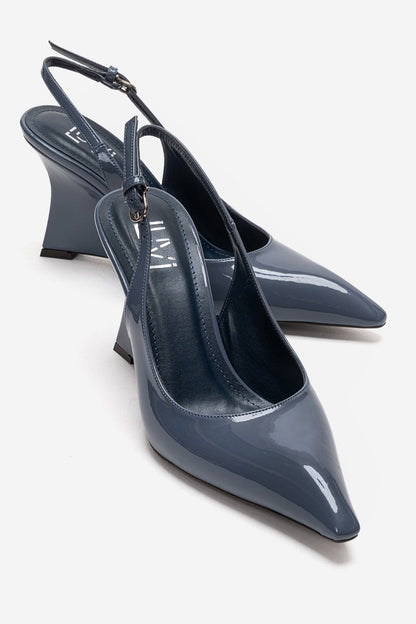 FELON - Navy Slingback Wedge Heel Shoe (Women)