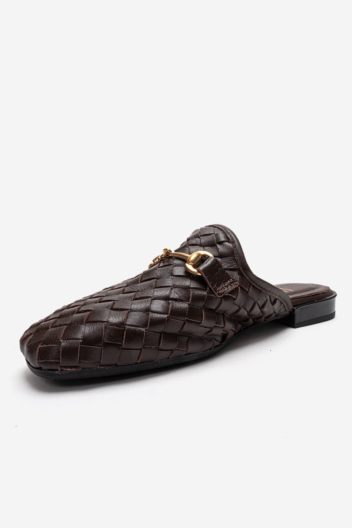SENIA - Mules cerrados con hebilla delantera de piel auténtica marrón (mujer)
