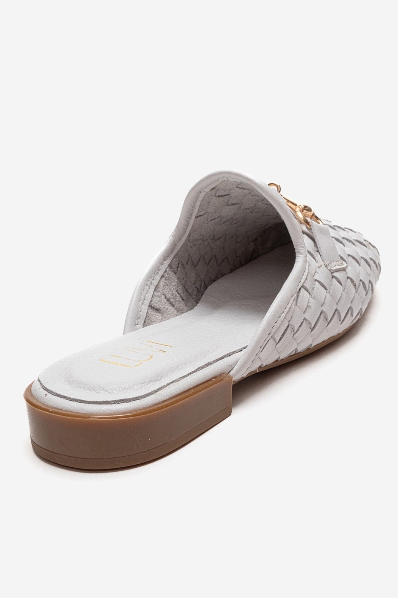 SENIA - White Genuine Leather Buckle Front Closed Mule (Women)