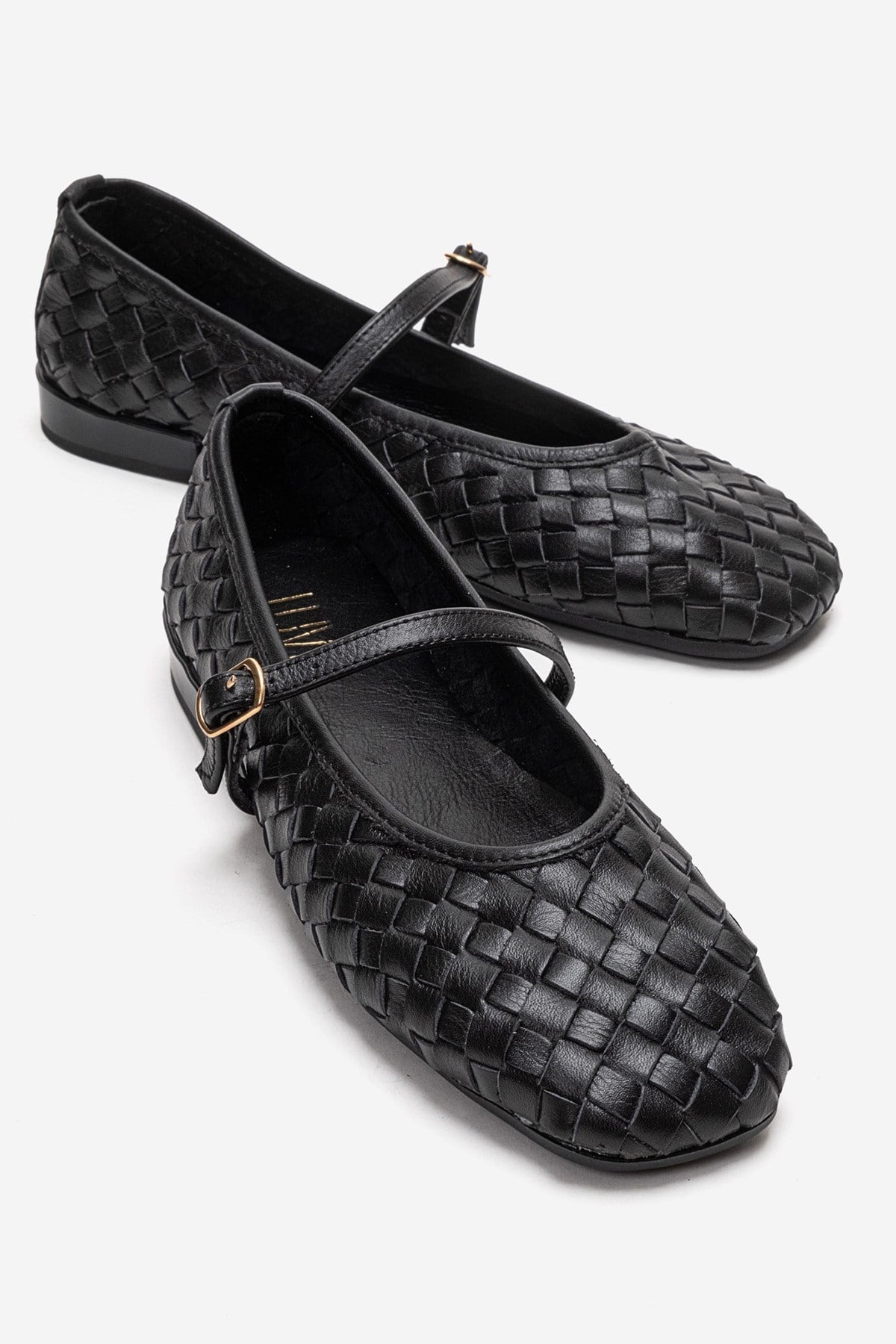 YEVORA - Black Genuine Leather Mary Jane Ballet Flat (Women)